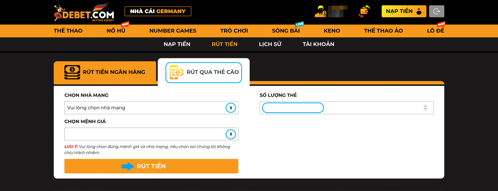 debet hướng dãn rút tiền b2.2